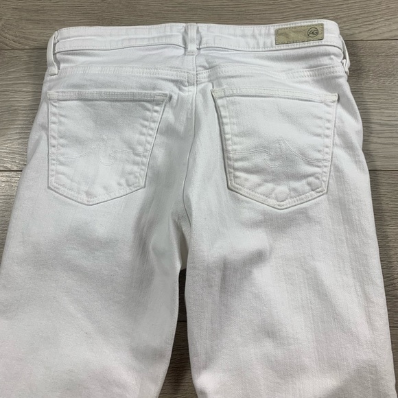 AG The Stevie Slim Straight Ankle Raw Hem White Jeans - Picture 5 of 13